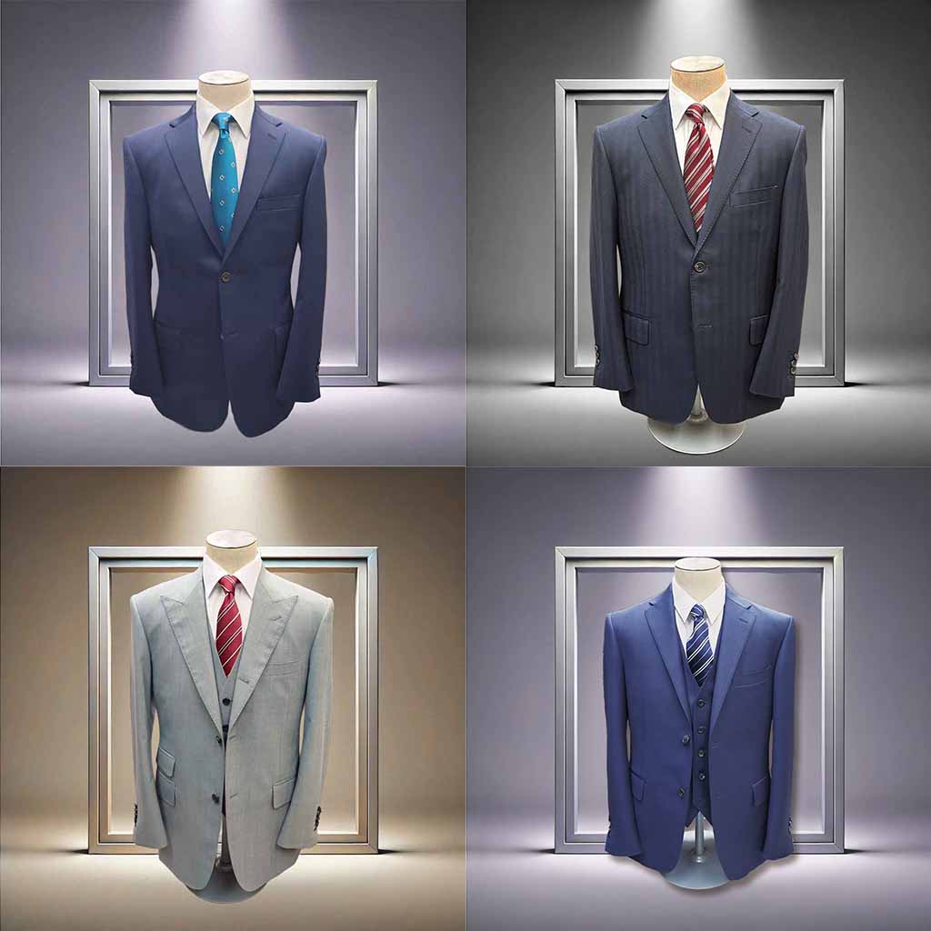 スーツの集合写真、紺、グレー、ブルー|ブログサムネ用|正面