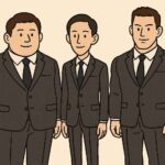 筋肉質、細身、ガッチリ体型のイラスト｜ブログサムネイル｜正面